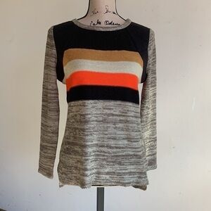 THML Striped Quilted Crew Neck Sweater